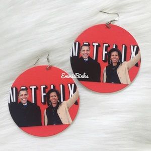 💥3for$28 New Obama Illustrated Photograph Drop Dangle Earrings